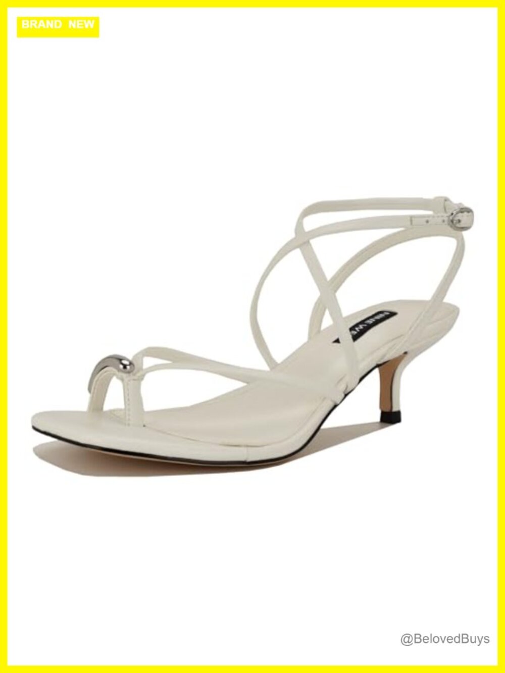 Nine West Mays Kitten Heel Faux Leather Strappy Dress Sandals